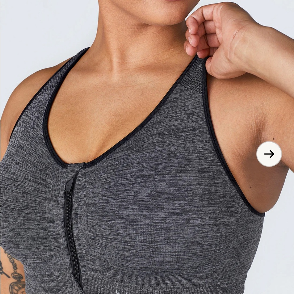 Gray Zip-Front Sports Bra SHEFIT 4 Luxe lounge bra